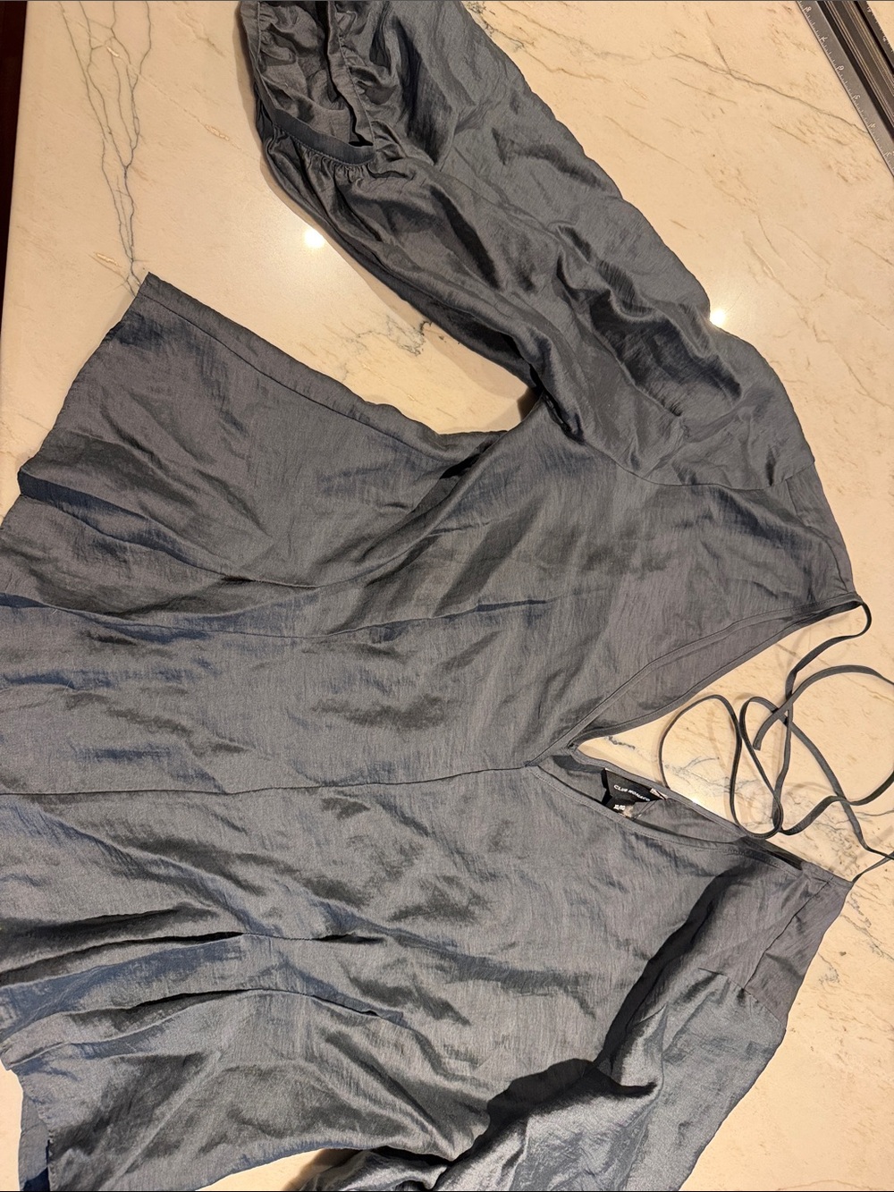 Club Monaco Slate Gray Wrap-Style Blouse